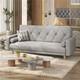 Yaheetech Light Grey Button-tufted 3-seater Convertible Sofa Bed With Pillows