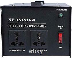 ZGROCK 1500W Voltage Converter Transformer Heavy Duty Step Up/Down- 110 / 220