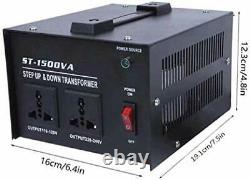 ZGROCK 1500W Voltage Converter Transformer Heavy Duty Step Up/Down- 110 / 220