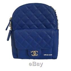 $sale! Chanel Blue Caviar CC Day Backpack Gold Hw Medium New Travel Classic Bnib