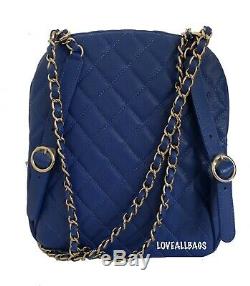 $sale! Chanel Blue Caviar CC Day Backpack Gold Hw Medium New Travel Classic Bnib