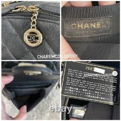 1000 % Auth Chanel Black Caviar Sac À Dos CC Day Gold Hw Petit Sac Classique