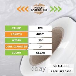 20 Rouleaux de film étirable pour palettes soufflé par machine, transparent, 20'x4000' 120 microns