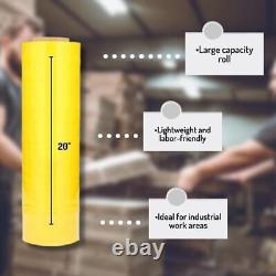 2 rouleaux de machine d'enroulement de palette étirable 20 x 5000' 63 jauges film jaune teinté