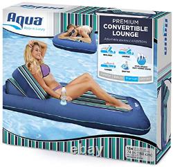 Aqua Premium Convertible Pool Lounger, Flotteur De Piscine Gonflable, Poids Lourd, 74