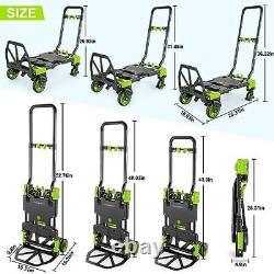 Chariot à main pliable de 330 lb - Transport lourd, combinaison de quatre chariots verts de 330 lb.