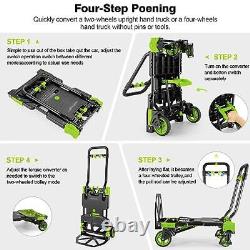 Chariot à main pliable de 330 lb - Transport lourd, combinaison de quatre chariots verts de 330 lb.