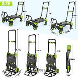 Chariot à main pliant 330LB, capacité lourde, combinaison de quatre roues et