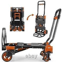 Chariot à main pliant de 330 lb, transport lourd, combinaison de quatre chariots oranges de 330 lb