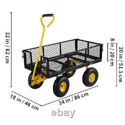 Chariot de jardin en fer avec côtés en maille amovibles pour se transformer en chariot utilitaire à plateau plat