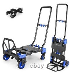 Chariot pliable de 330 lb à usage intensif, combinant quatre chariots bleus de 330 lb