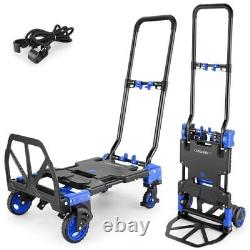 Chariot pliable de 330 lb à usage intensif, combinant quatre chariots bleus de 330 lb