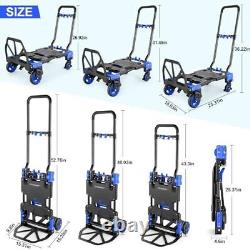 Chariot pliable de 330 lb à usage intensif, combinant quatre chariots bleus de 330 lb