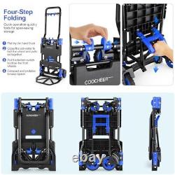 Chariot pliable de 330 lb à usage intensif, combinant quatre chariots bleus de 330 lb
