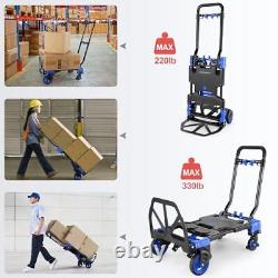 Chariot pliable de 330 lb à usage intensif, combinant quatre chariots bleus de 330 lb