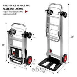 Dolly de chariot en aluminium lourd capacité 440lbs 2 en 1 convertible pliable