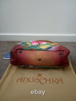 Femme Anuschka Leather Painted Hawaiian Hibiscus Satchel Shoulder Sac À Main