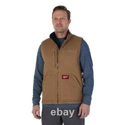Gilet Milwaukee 48 3X-Large pour homme en sherpa épais doublé, de couleur marron (5 poches)