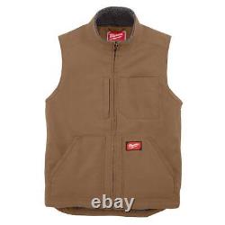 Gilet Milwaukee 48 3X-Large pour homme en sherpa épais doublé, de couleur marron (5 poches)