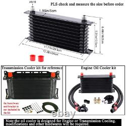 Kit de conversion de radiateur de refroidisseur d'huile de transmission du moteur de course 10AN de la rangée 13