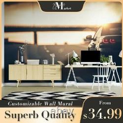 Noir Convertible Super Voiture Mur Mural 3d Chambre À Coucher Amovible Fond D'écran Murales