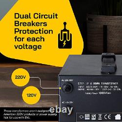Transformateur de convertisseur de tension ELC T-1000 de 1000 watts avec protection par disjoncteur