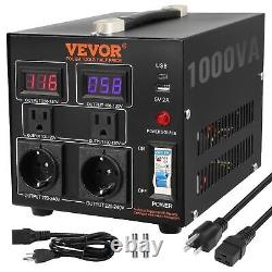Transformateur de tension VEVOR, 1000W, transformateur de montée/descente robuste